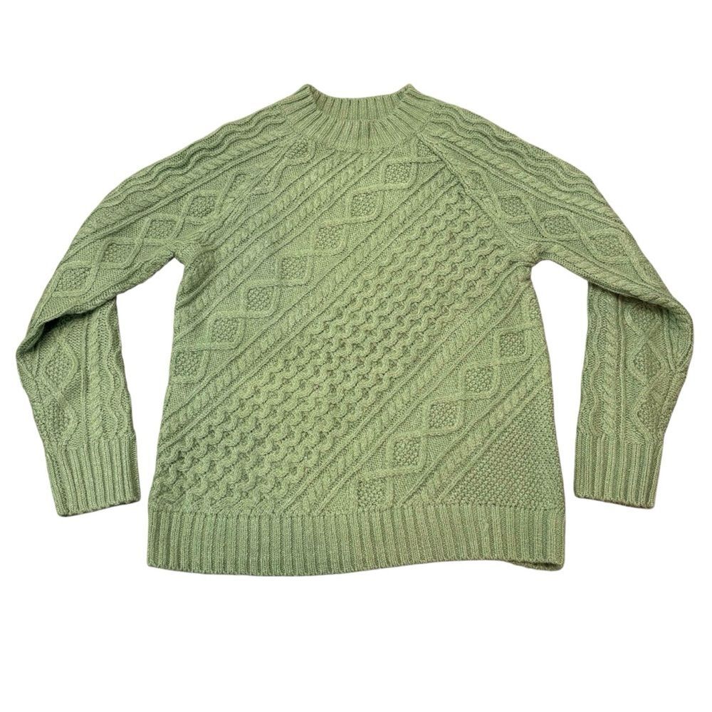 Lime Green Cableknit Mockneck Sweater Estimated Size S Tags Removed